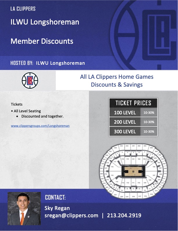 Clippers ILWU Member Discount